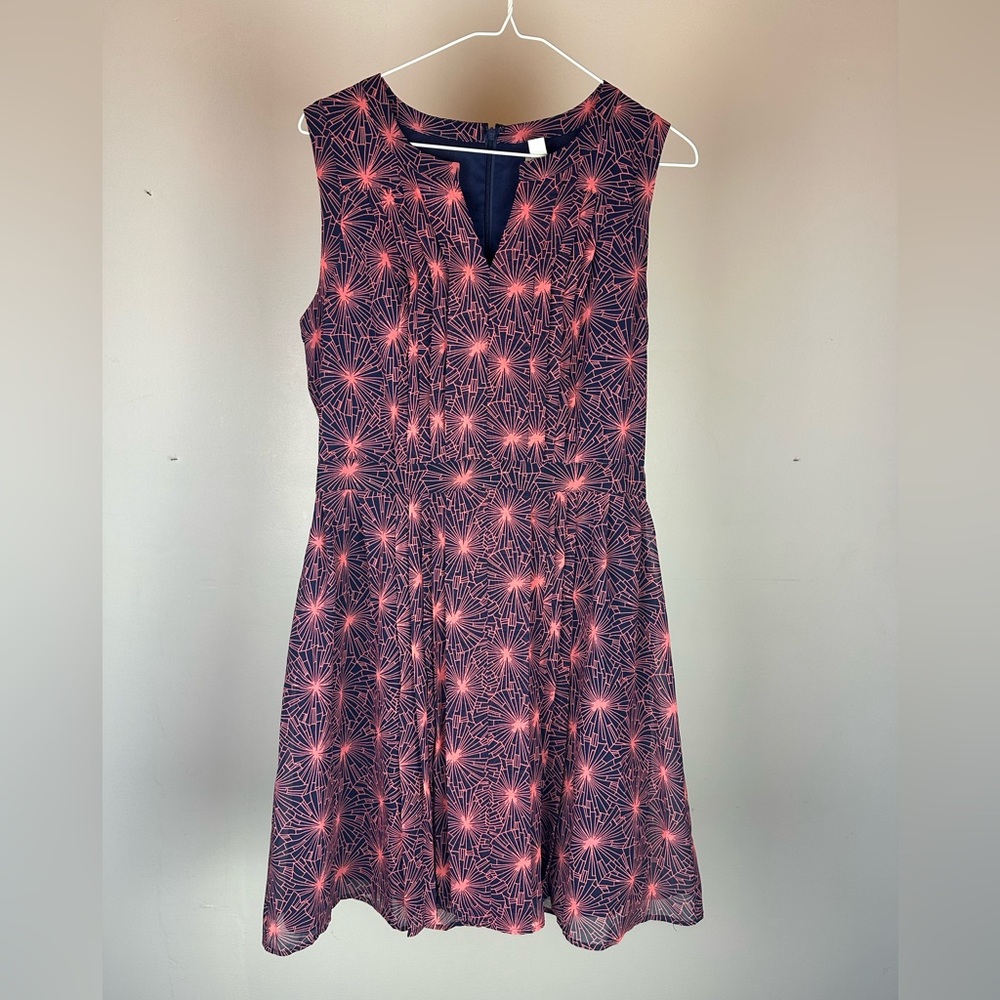 Halogen Pleated Navy and Coral DressSize 10p